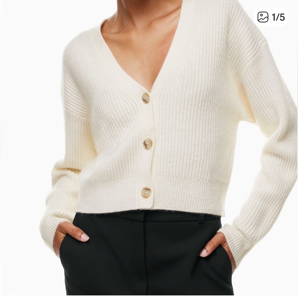 Babaton Aritzia Luxe Cashmere Canberra Cardigan - Cream - Small